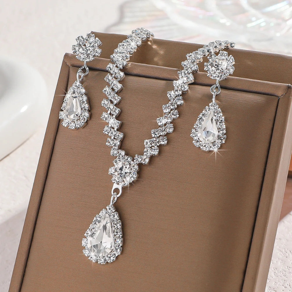 CrystalAura™ Water Drop Necklace & Earrings Set