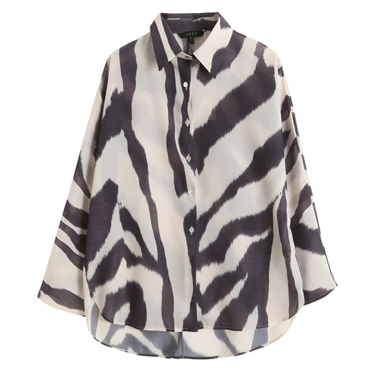 Zebra™ Print Cotton Linen Blouse