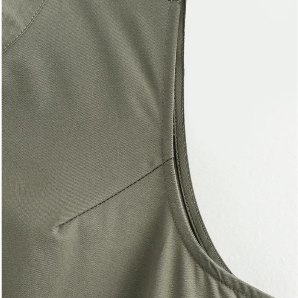 DenimMuse™ Button-Front Denim Midi Dress