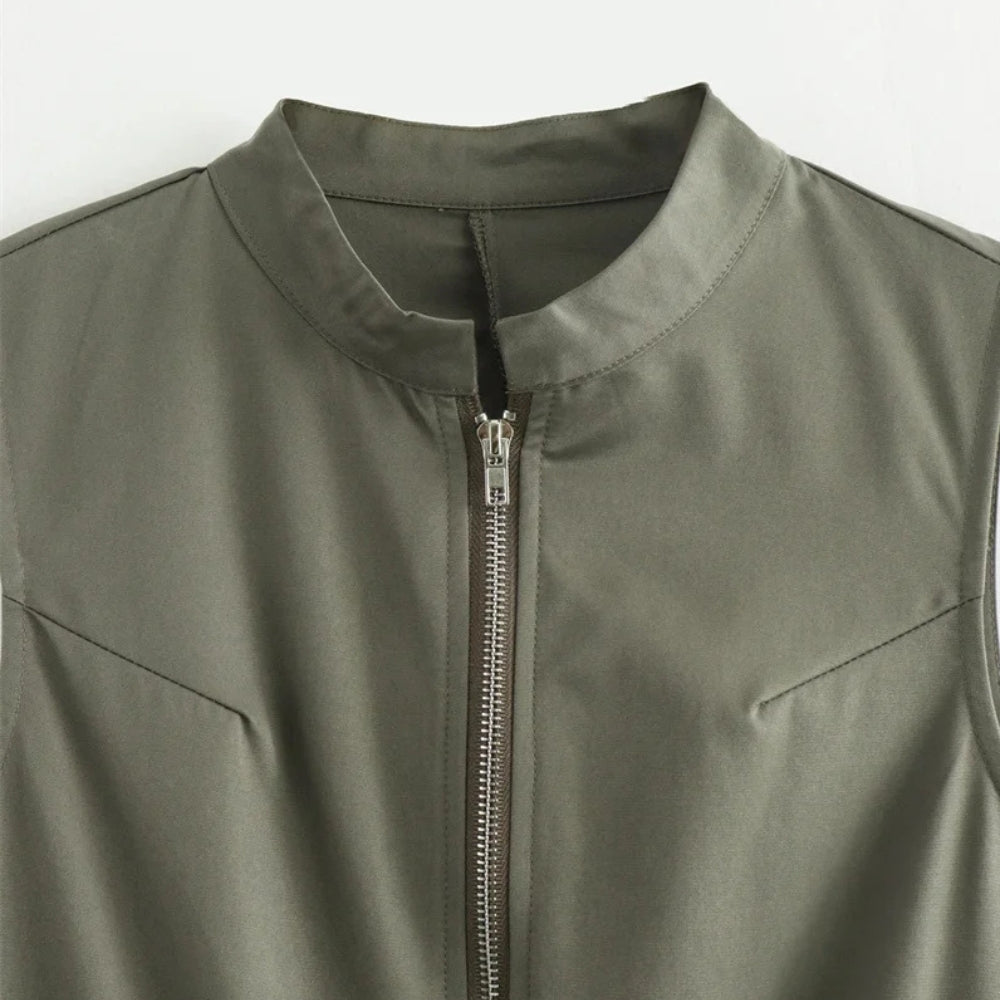 DenimMuse™ Button-Front Denim Midi Dress