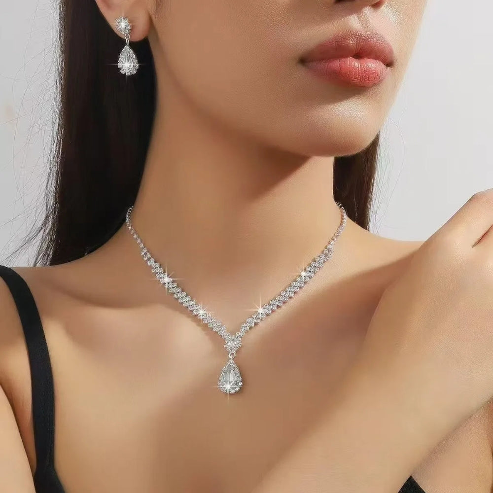 CrystalAura™ Water Drop Necklace & Earrings Set